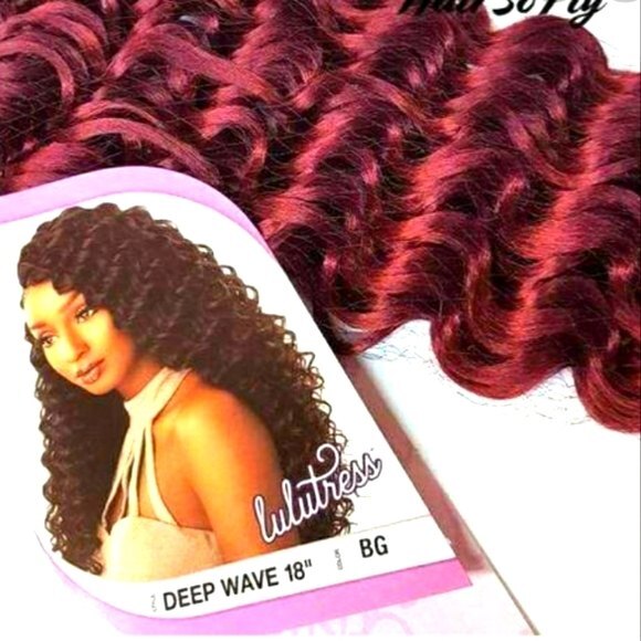 Lulutress Deep Wave 18" Burgundy Hair Weave New Synthetic Color Statement - Picture 1 of 1